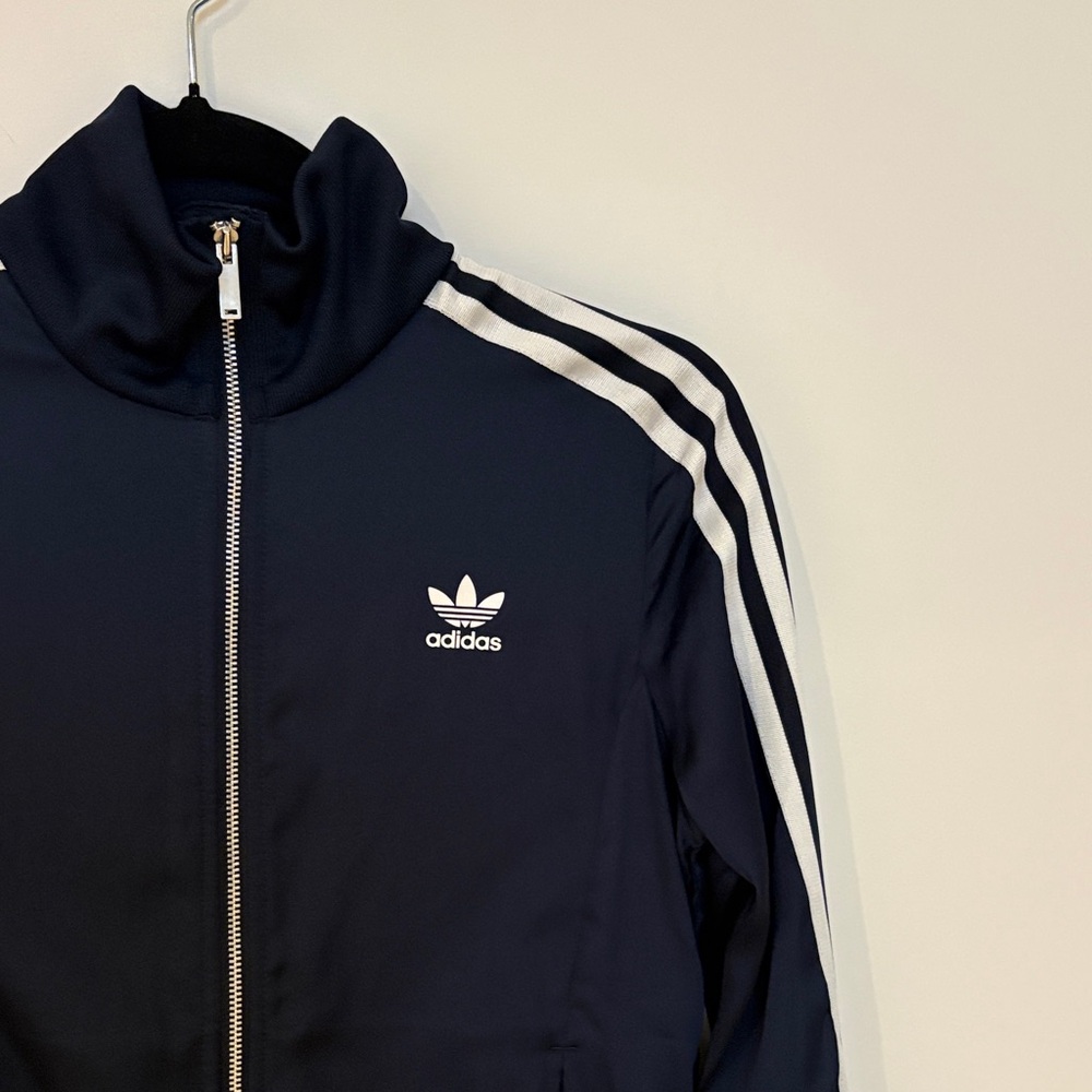Adidas Satin Navy Sweater with Accordion Detail at the Back